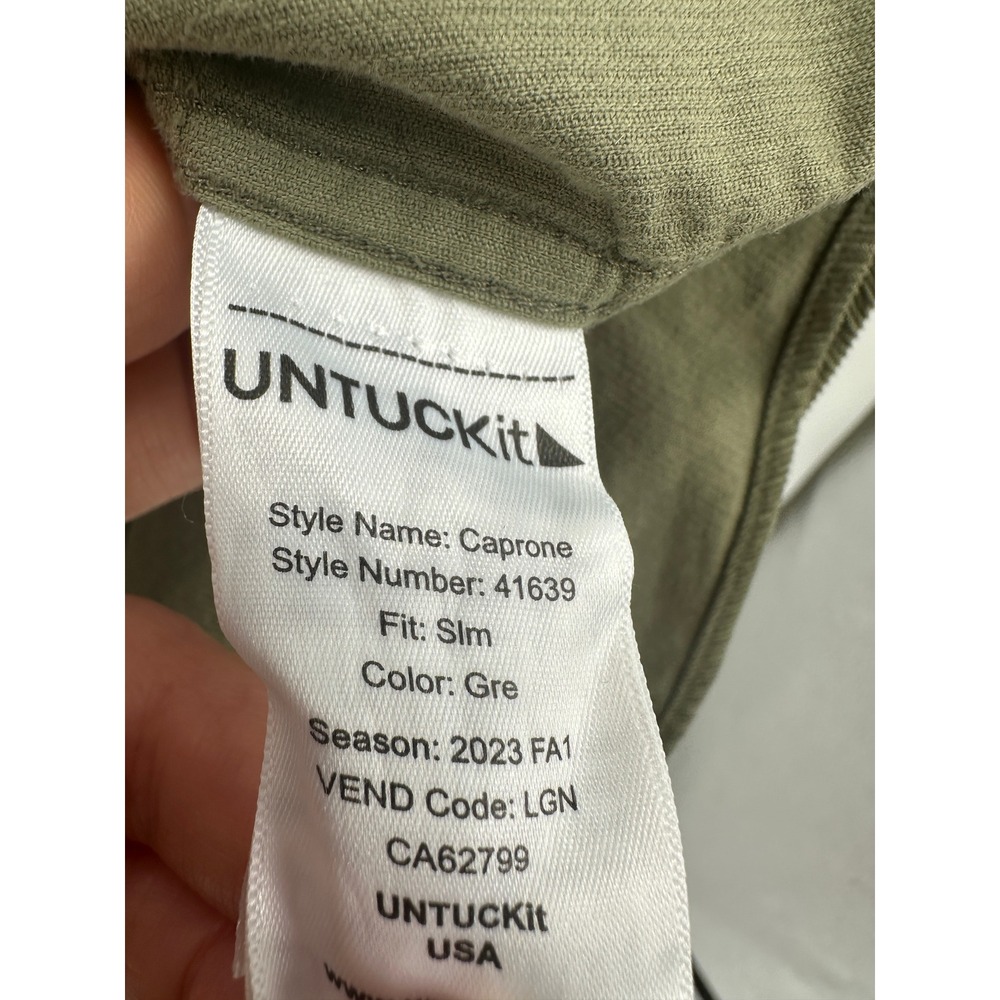UNTUCKit Caprone Corduroy Shirt Mens 2XL Olive Green Button Up Slim - Picture 6 of 6